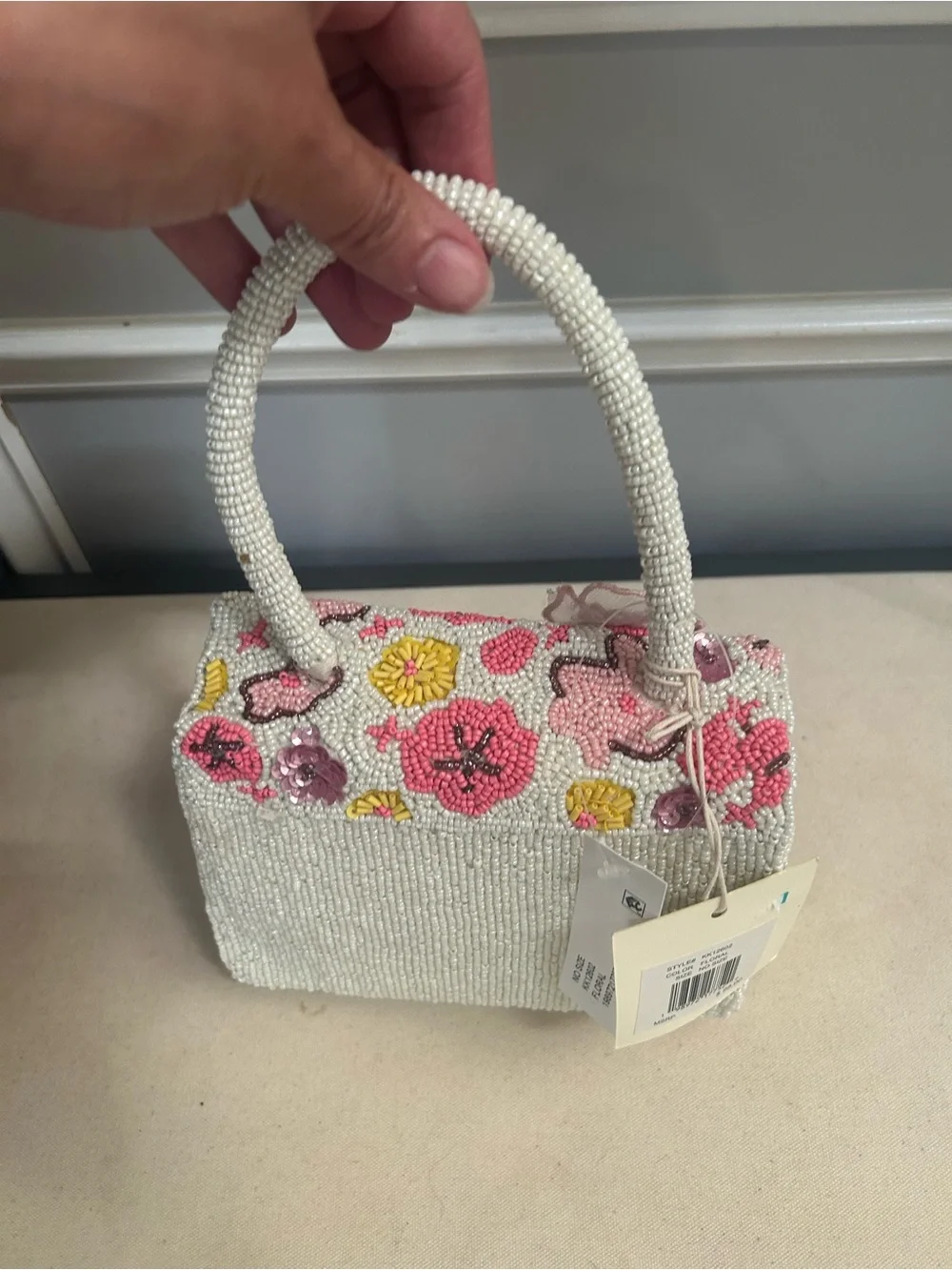 NWT SOL and MER top handle beaded and floral shoulder bag.